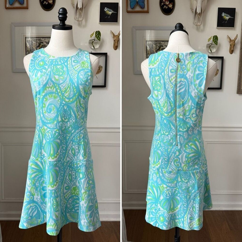 Lilly Pulitzer Kent Drop Waist Seaspray Knit Dress Size M